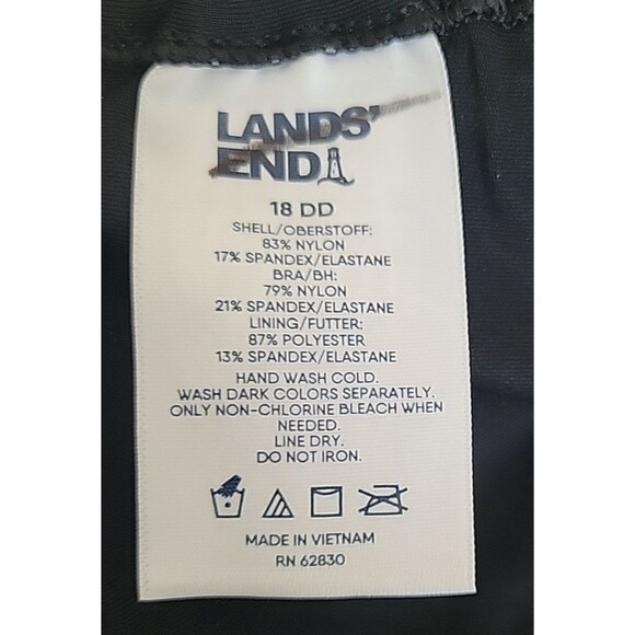 Lands End Women's 18 DD V-Neck Swim Top Black Solid Adjustable Padded S59 - Picture 6 of 7